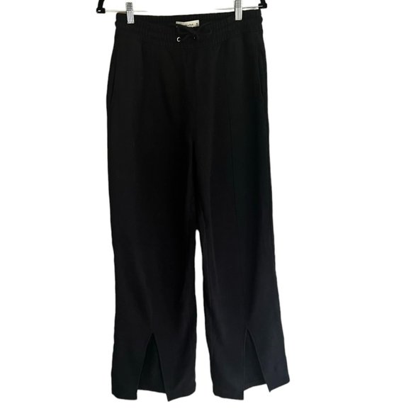 Women's Abercrombie and Fitch Black Drawstring Front Slit Sweatpants Size Medium - Picture 1 of 4